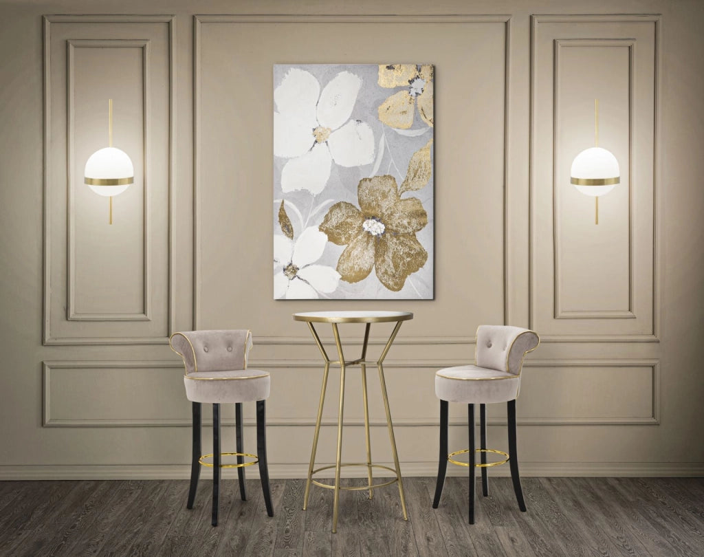 Stampa Dinpinta Flowery 80x3x120 cm in Legno e Tessuto
