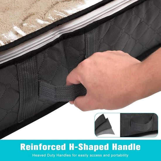 Set di contenitori per ripostigli sotto il letto, insieme di 4 contenitori pieghevoli per ripostigli sotto il letto, sacchetto pieghevole con chiusura a zip e maniglie per il ripostaggio di indumenti e coperte.