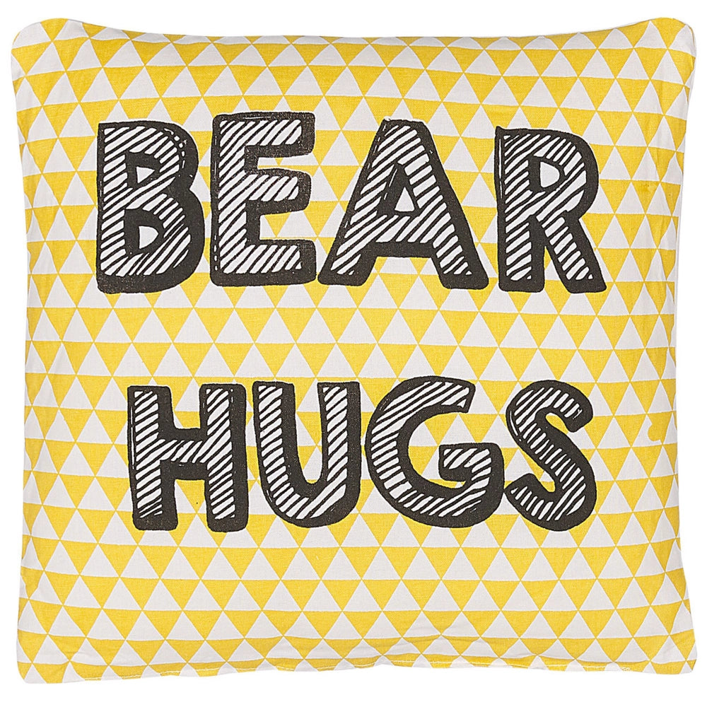 Set di 2 cuscini per bambini in cotone giallo 40 x 40 cm Abbracci dell'orso Stampa a triangolo modello quadrato per la cameretta