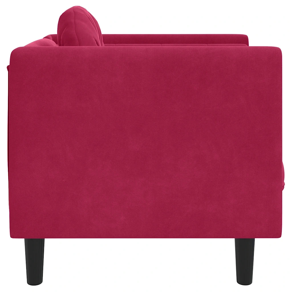Divano Sedia-Poltrona con Cuscino Rosso Vino in Velluto