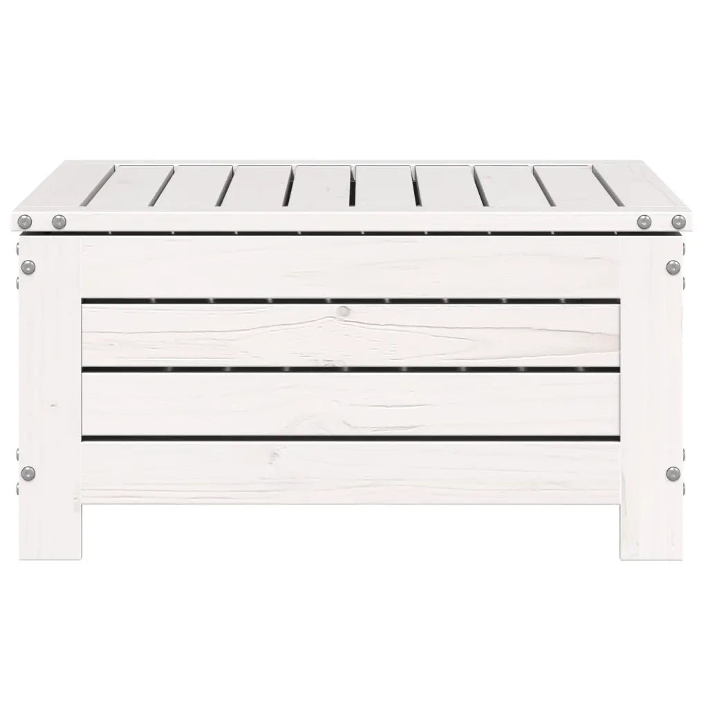 Sedia da giardino-Poggiapiedi da Giardino con Cuscino Legno Massello Pino Bianco 123478