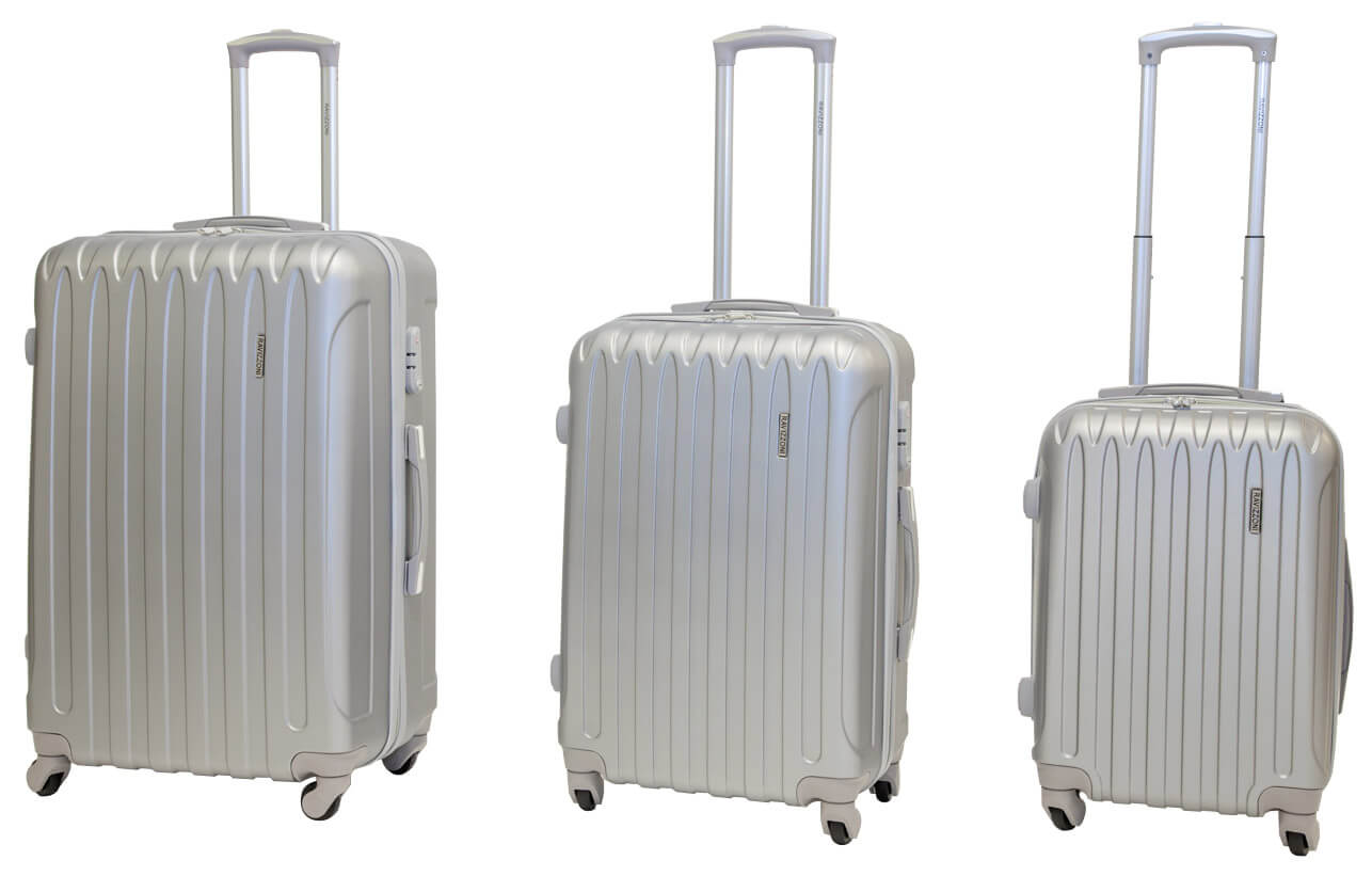 Set 3 Valigie Trolley Rigide in ABS 4 Ruote TSA Ravizzoni Dubai Silver