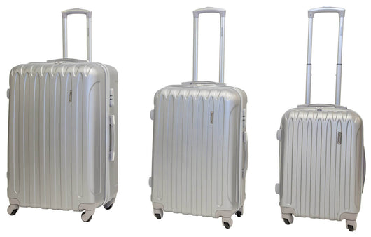 Set 3 Valigie Trolley Rigide in ABS 4 Ruote TSA Ravizzoni Dubai Silver
