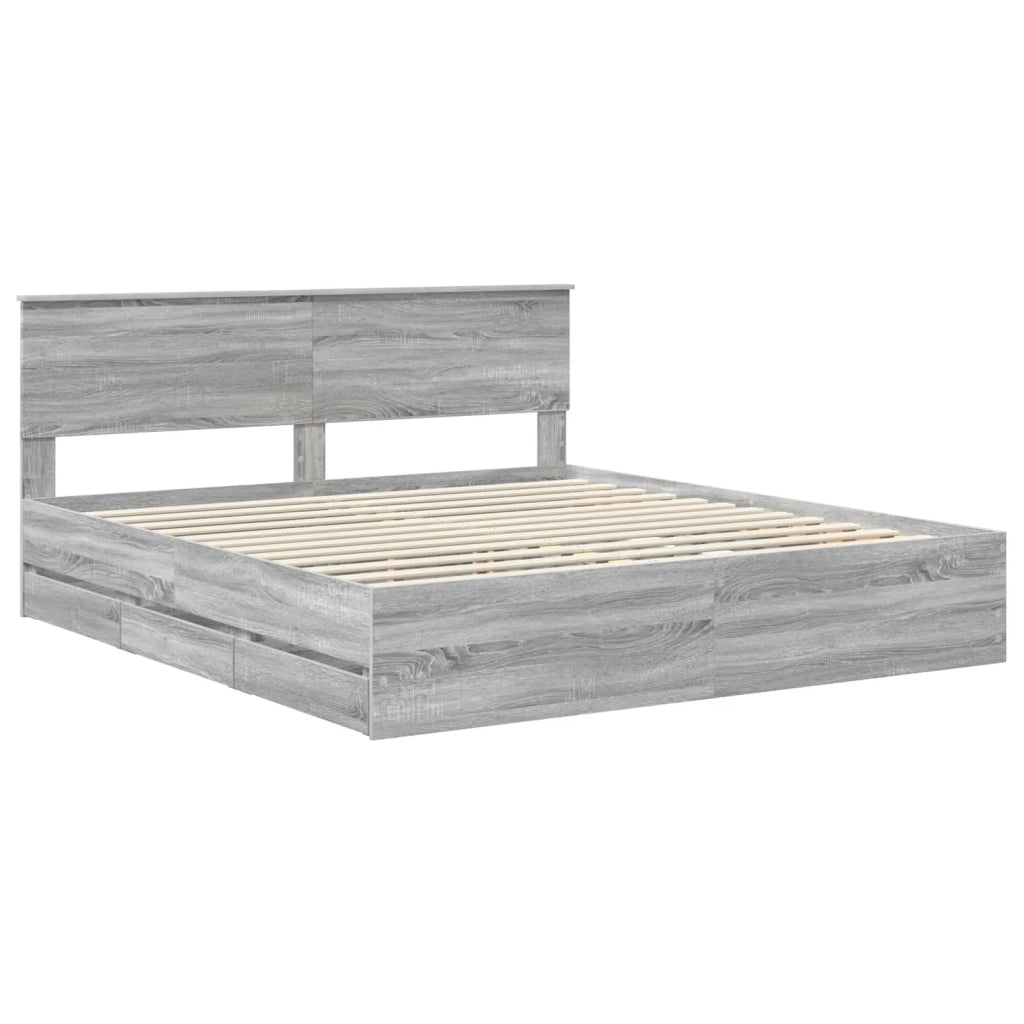 Struttura del letto con cassetto Grigio Sonoma 200 x 200 cm