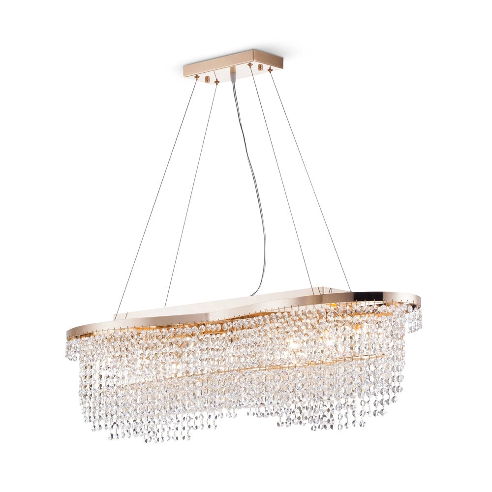 Lampadario Classico Toils Metallo Oro 7 Luci Diffusori Vetro