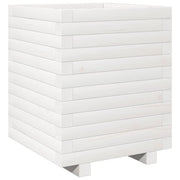 Fioriera | Cassetta per fiori | Vaso da Giardino Bianca 40x40x49,5cm Legno Massello di Pino
