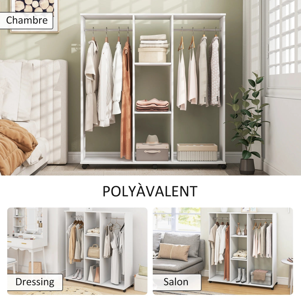 Armadio scorrevole con ruote ¨C zephmum ¨C bianco legno 120x40x128 cm