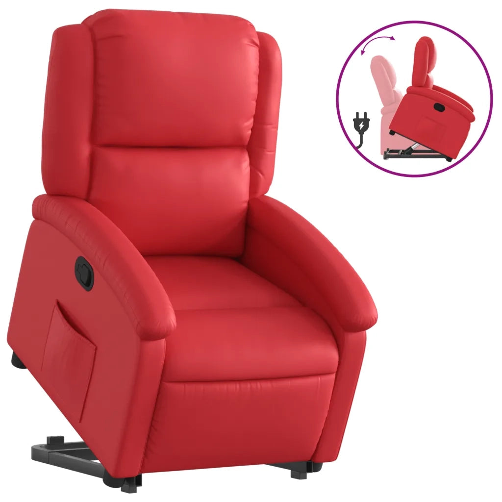 Poltrona | Sedia Relax Alzapersona Reclinabile Rosso in Similpelle