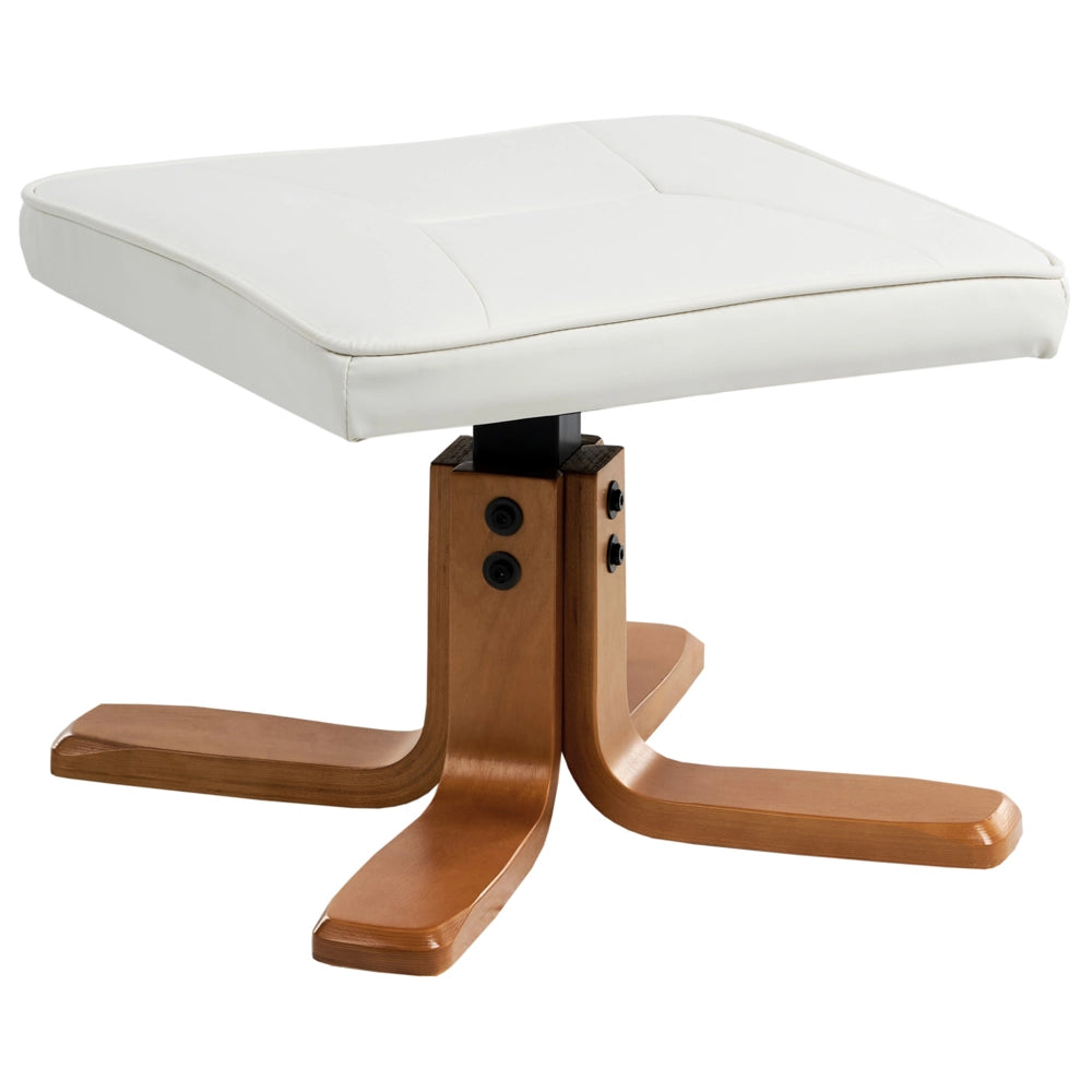 Poltrona reclinabile bianco sporco con poggiapiedi Struttura in legno imbottita in ecopelle Girevole regolabile Riscaldamento Funzione massaggio Design retrò