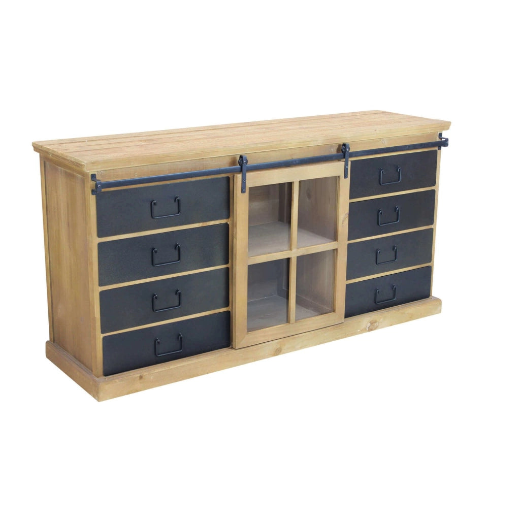 Madia Industrial in Acciaio Legno cm 147x42 3x75 - JERRARD