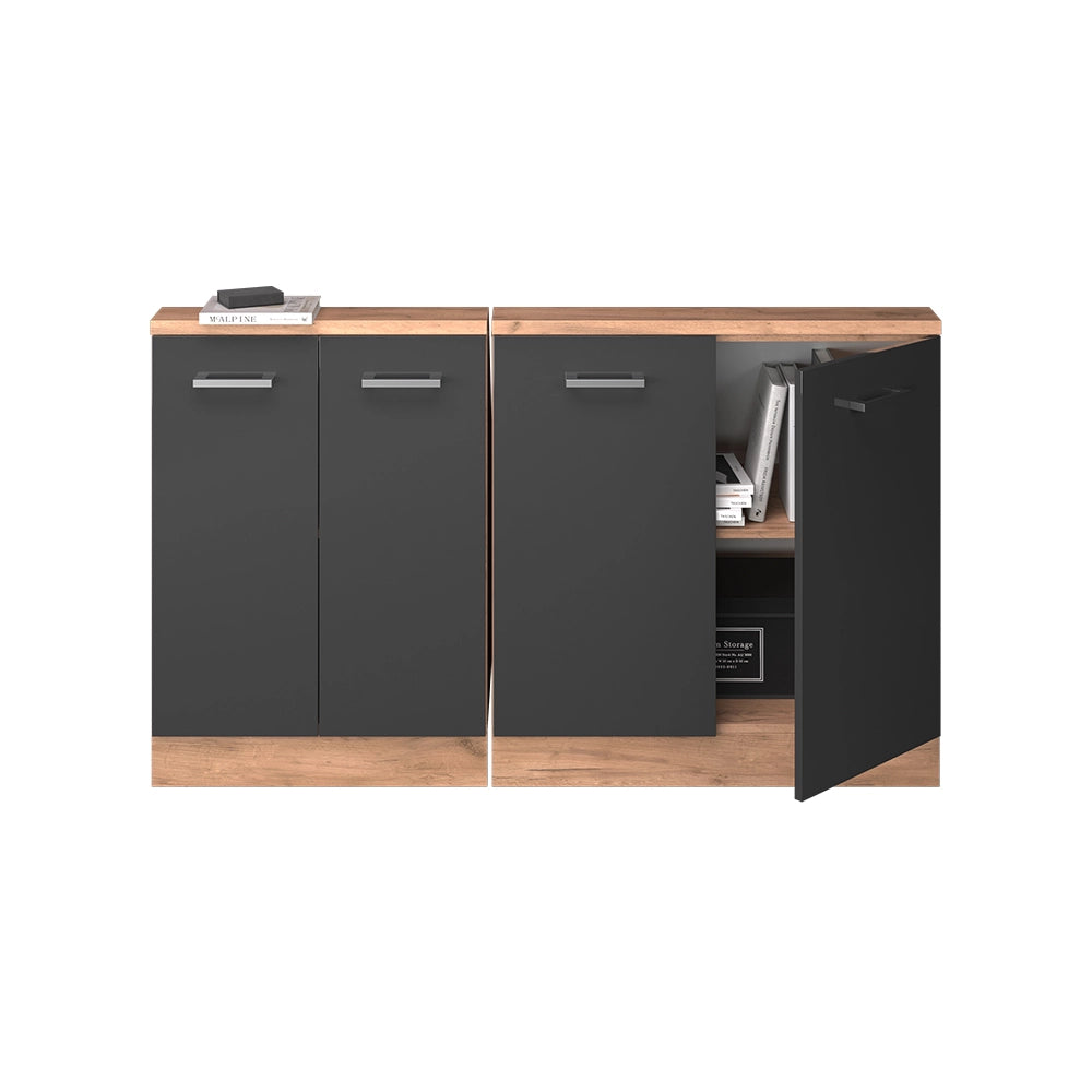 Set di mobili sottotetto Rion Antracite lucido/Rovere dorato Set di 2 Vicco