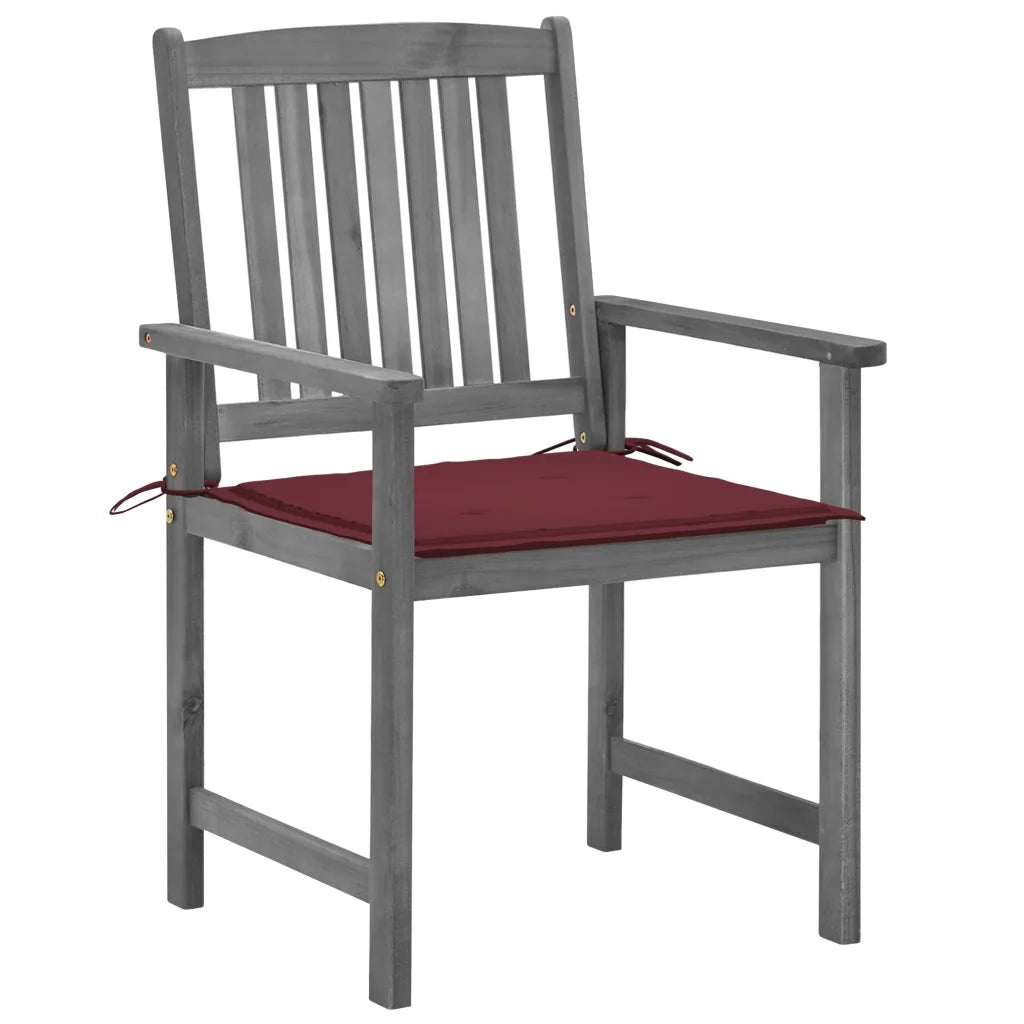 Sedie da Giardino con Cuscini 4 pz in Massello di Acacia Grigio 3061240