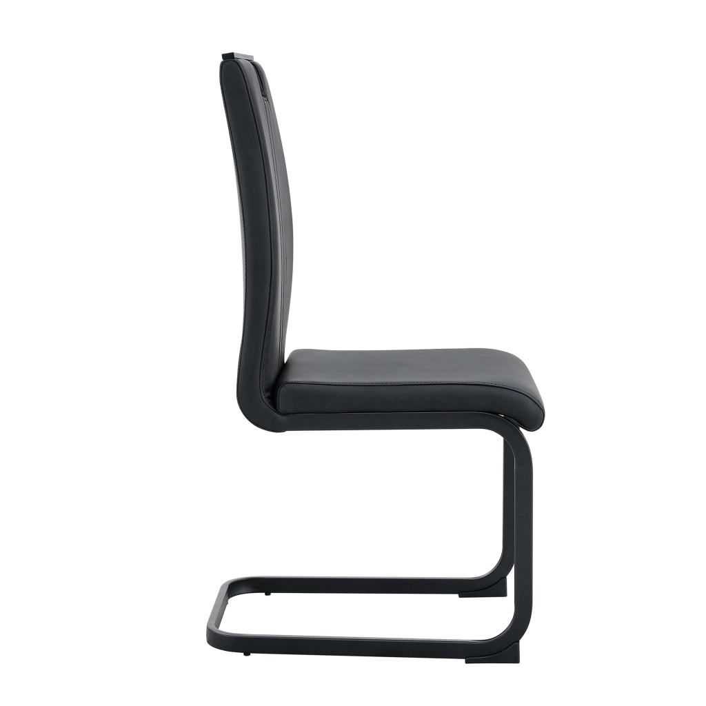 Sedia da Pranzo con Schienale Ergonomico e Piedini Antiscivolo, in PU, Nero