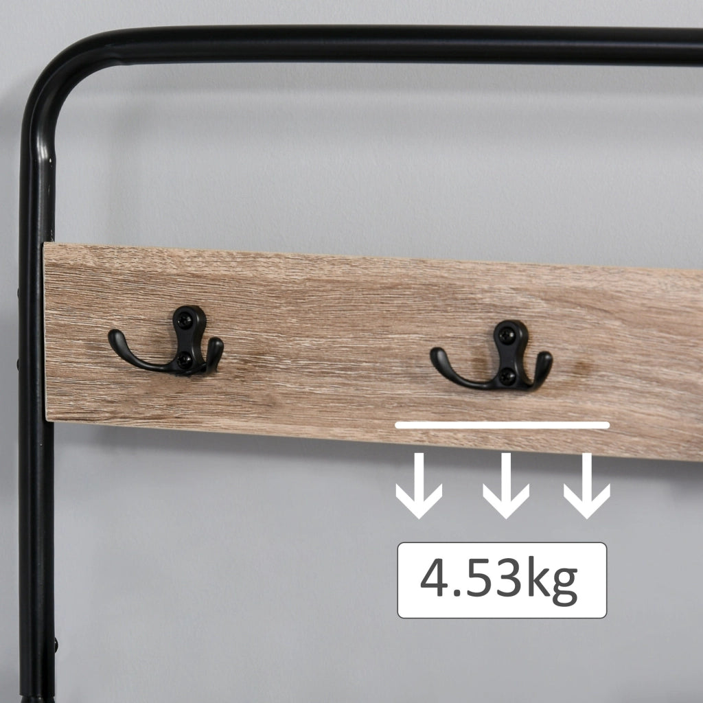 Appendiabiti Panchina per Ingresso con Scarpiera 80,5x30x170 cm in Acciaio e Truciolato  Rovere e Nero