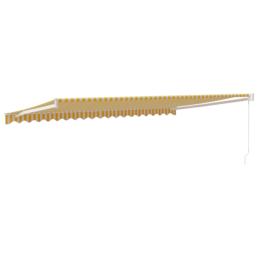 Tenda Sole Retrattile Gialla e Bianca 5x3 m Tessuto e Alluminio 3154435