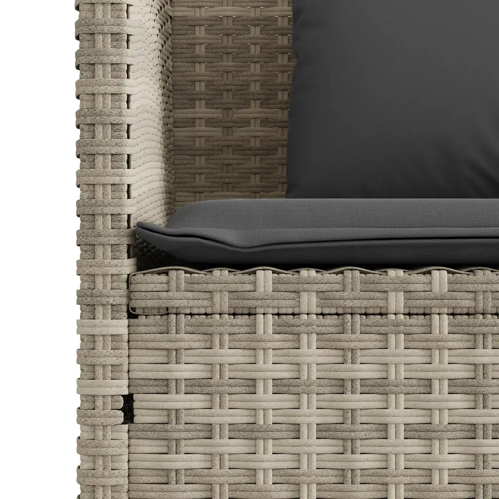 Panca da Giardino con Cuscini Grigio Chiaro in Polyrattan 365776
