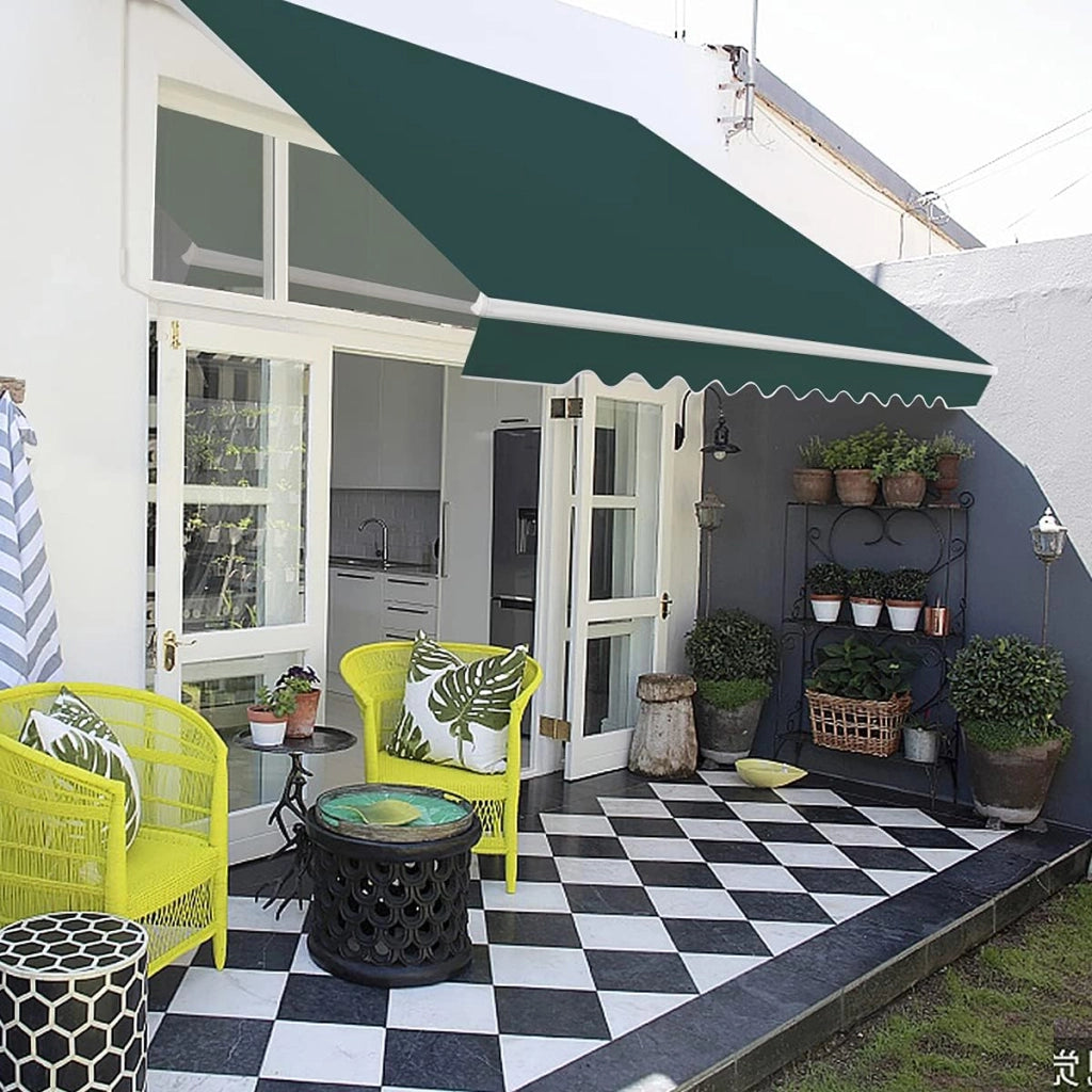 Tenda da Sole per Esterno, Tenda da Sole a Bracci Estensibili con Telaio in Alluminio, Tettuccio Resistente al Sole e Impermeabile e Manovella (4 x 2,5 M, Verde)