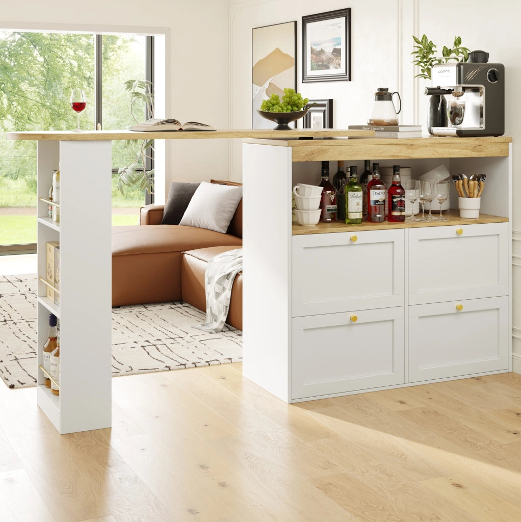 mobile contenitore girevole 204x39x104 cm bianco - 4 cassetti e ripiani