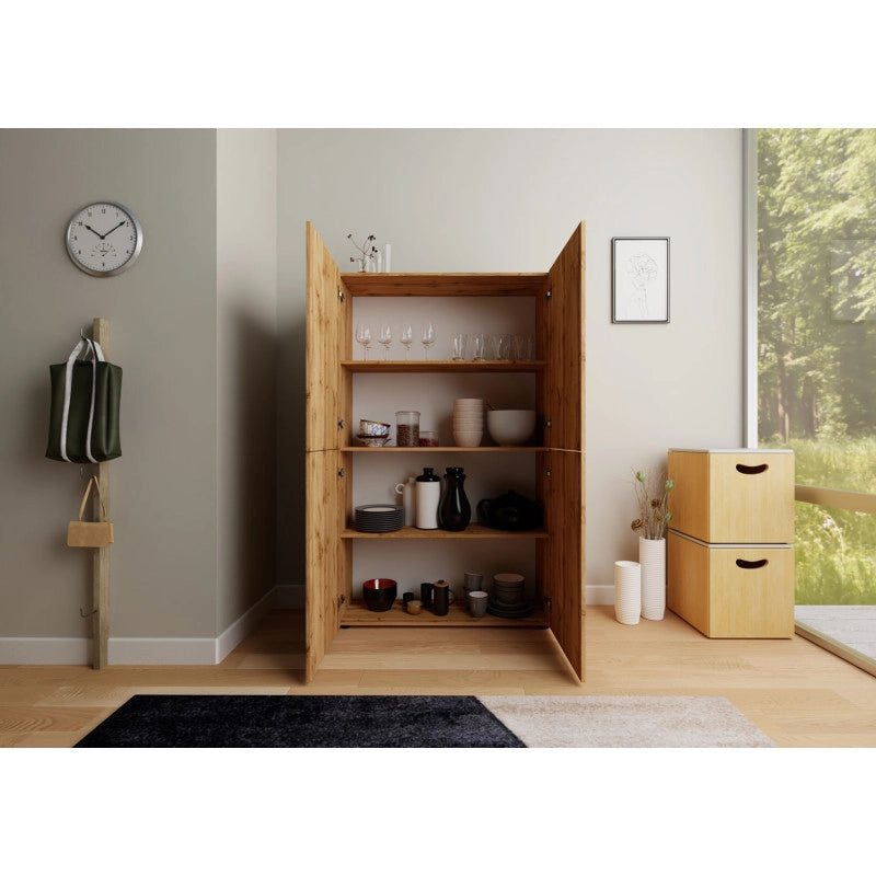 Credenza alta moderna 4 ante 100x35x165 cm Elios - Quercia Natura