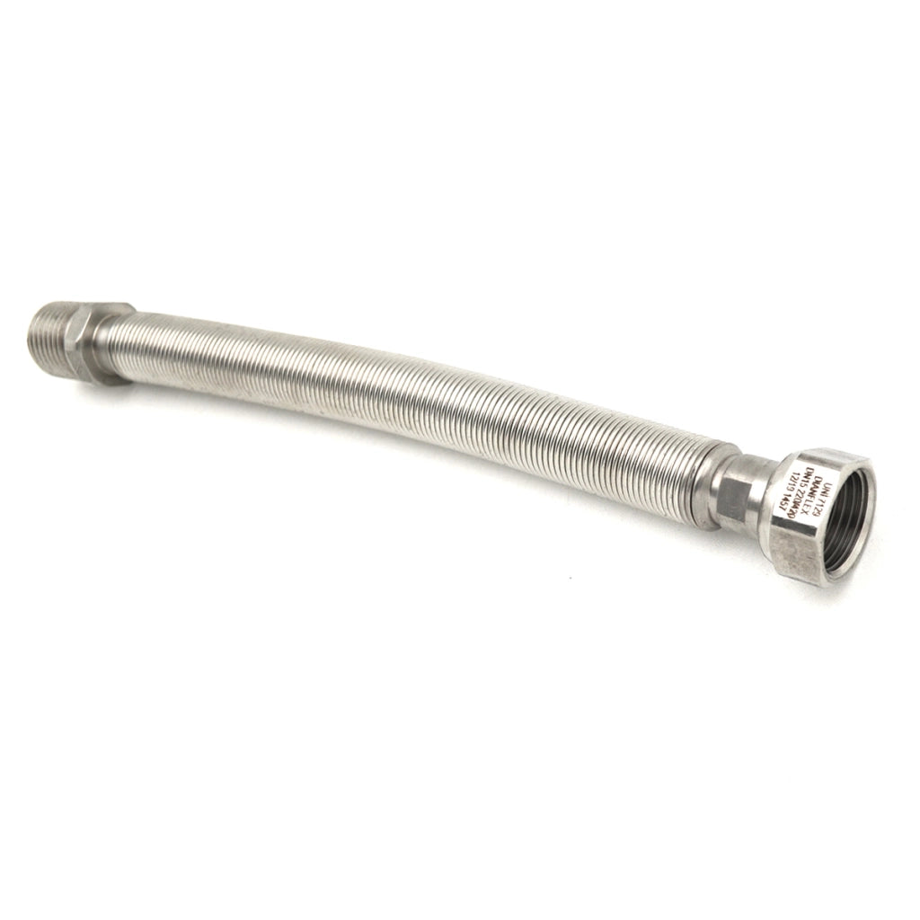 FLESSIBILE INOX RACCORDO IN OTTONE L. 220 / 420 MM  (per Acqua)- 1/2- ATON- pezzi 1