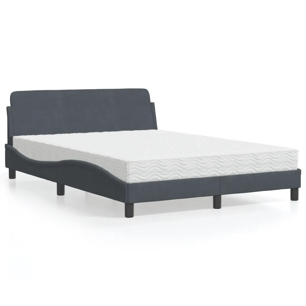 Letto con Materasso Dover Grigio Scuro 140x190 cm in Velluto 3208392