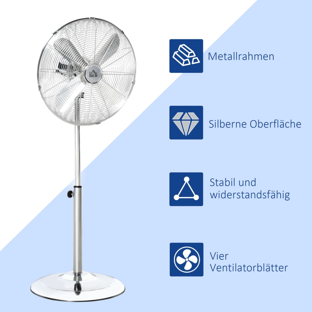 Ventilatore da pavimento regolabile in altezza ¨C zephmum ¨C Acciaio, Argento, 120 cm