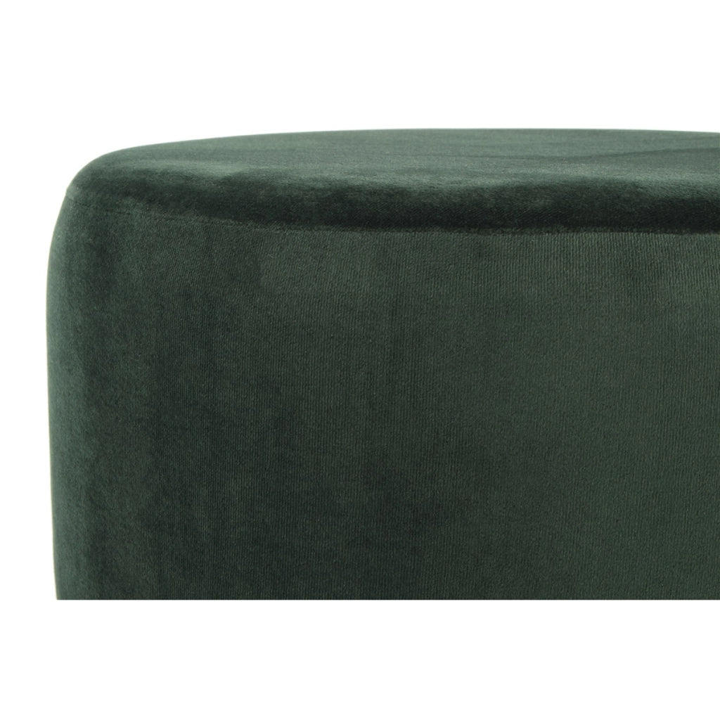 Pouf Rebecca in velluto verde scuro con frange e anello silver
