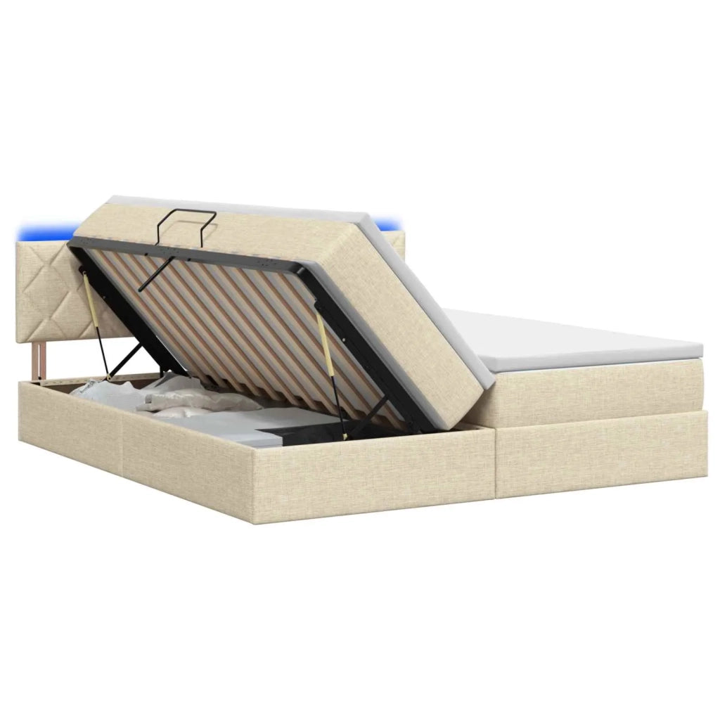 Letto con contenitore LED e materasso Crema 180 x 200 cm 3459364