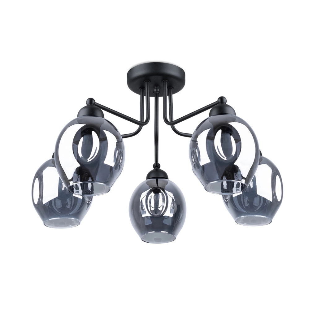 Lampadario Pure Lume BROSSA 5 luci vetro fumé nero