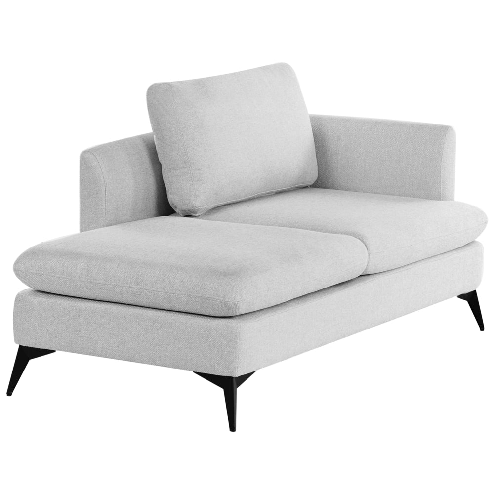 Chaise Lounge Grigio Chiaro Rivestimento in tessuto poliestere lato destro con cuscino decorativo Gambe in metallo Soggiorno di design moderno