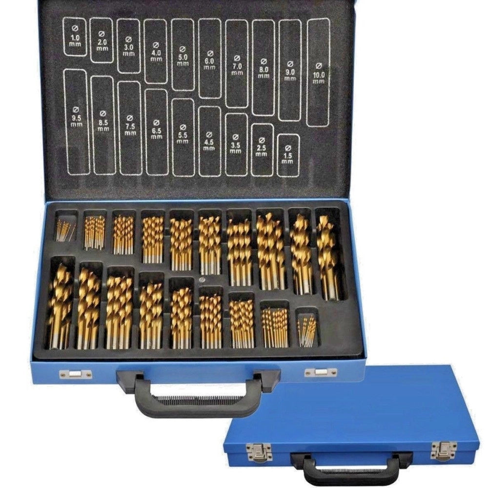 Trade Shop - Set Punte Trapano 100pz Pezzi Titanio Hss Valigetta Metallo  Ferro Legno -