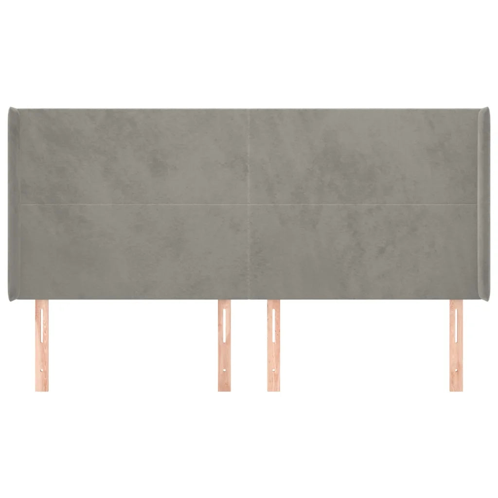 Testiera | Testata ad Orecchio Grigio Chiaro 183x16x118/128 cm in Velluto