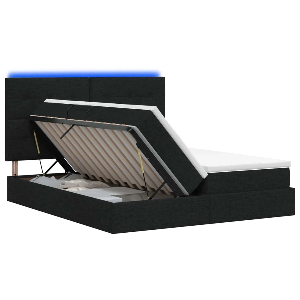Letto con contenitore LED e materasso Nero 200 x 200 cm Tessuto 3460238