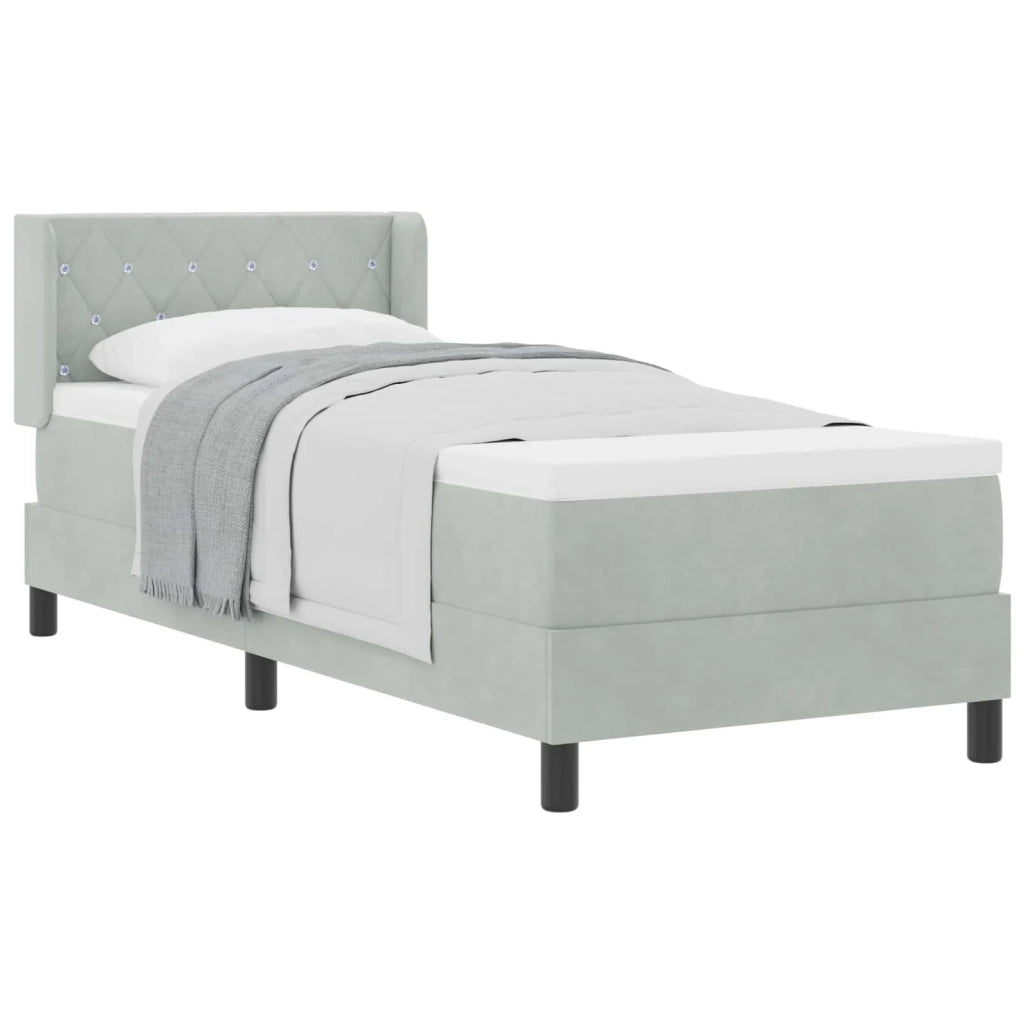 Letto a molle con testiera Grigio chiaro 200 x 80 cm Velluto 3341384