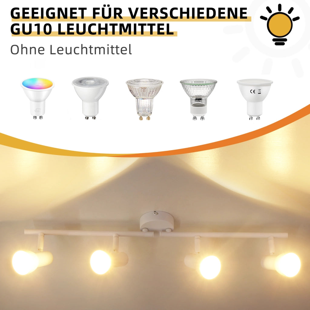 ZMH Faretto da soffitto bianchi 4 luci GU10 orientabili 350° metallo per soggiorno senza lampadina