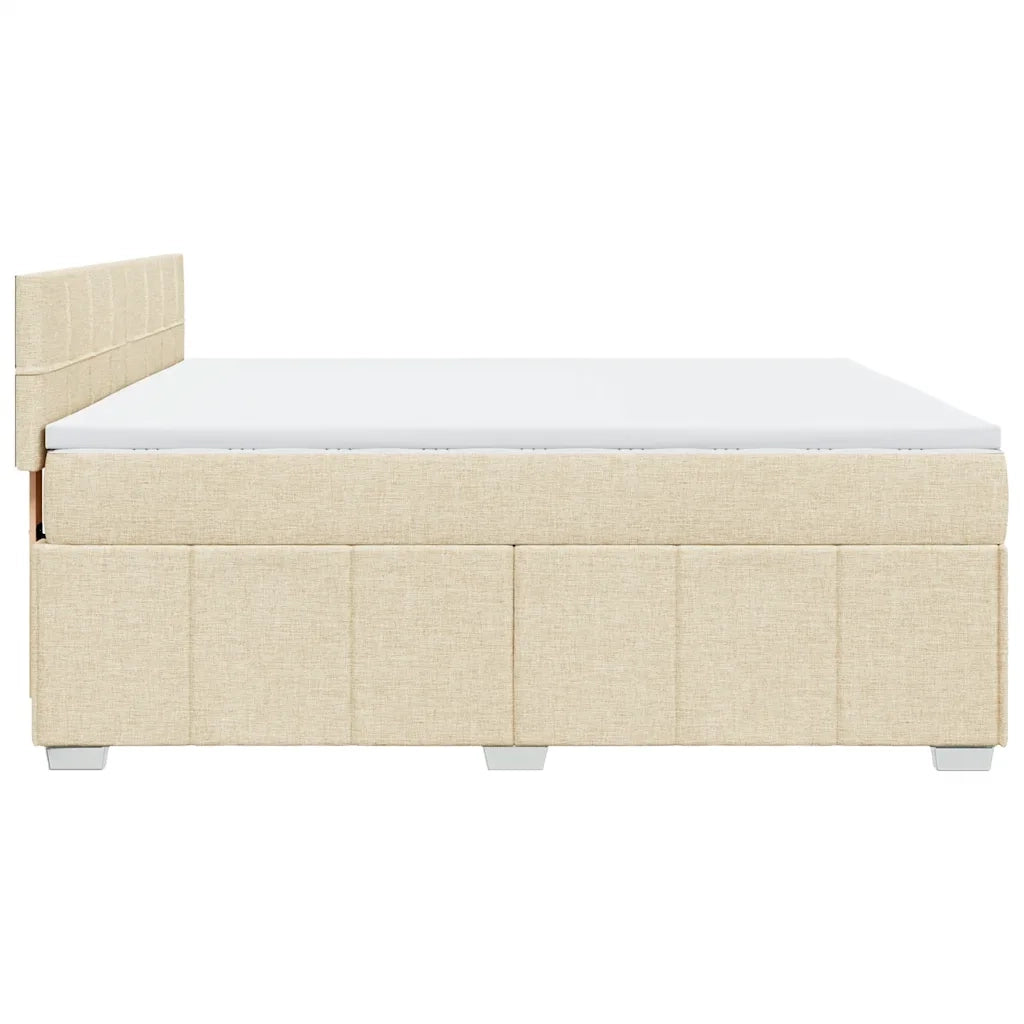 vidaXL Giroletto a Molle con Materasso Crema 180x200 cm in Tessuto
