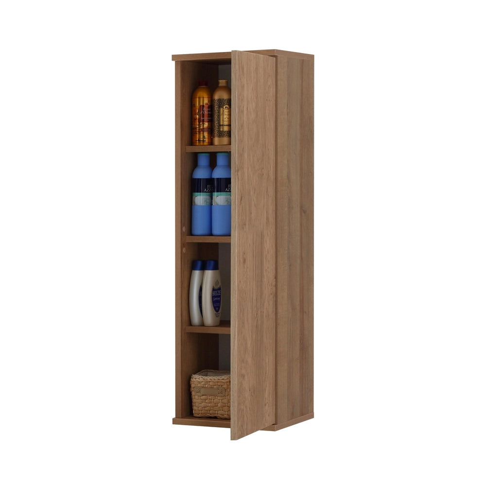 Colonna bagno sospesa 33 cm rovere cannettato con ripiani Wise