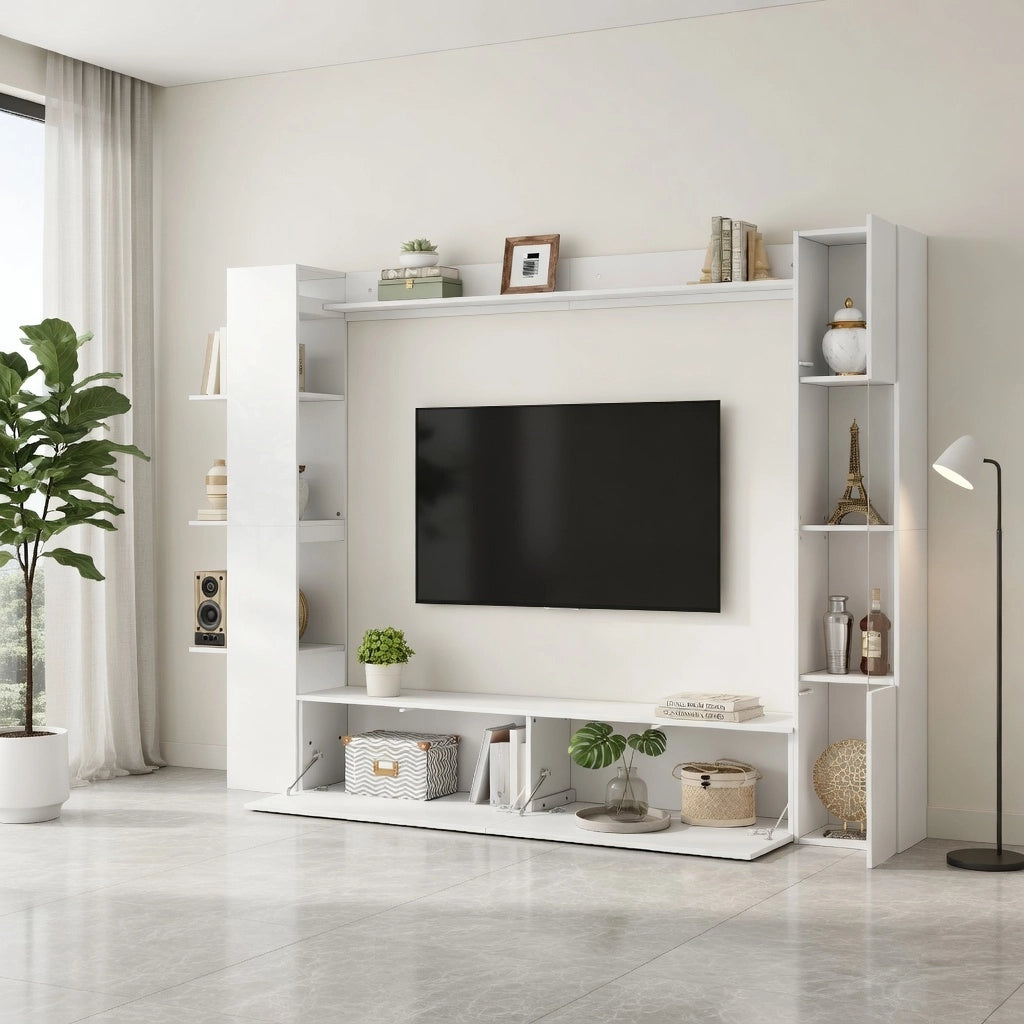 Cassettiera per TV bianca in truciolato 228 cm