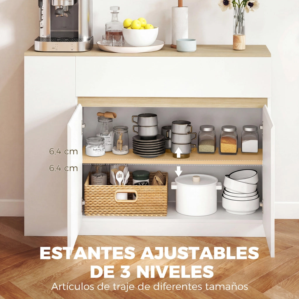 Armadietto da Cucina con 2 Ante e 3 Ripiani ¨C Zephmum ¨C 110x29,5x82 cm Bianco