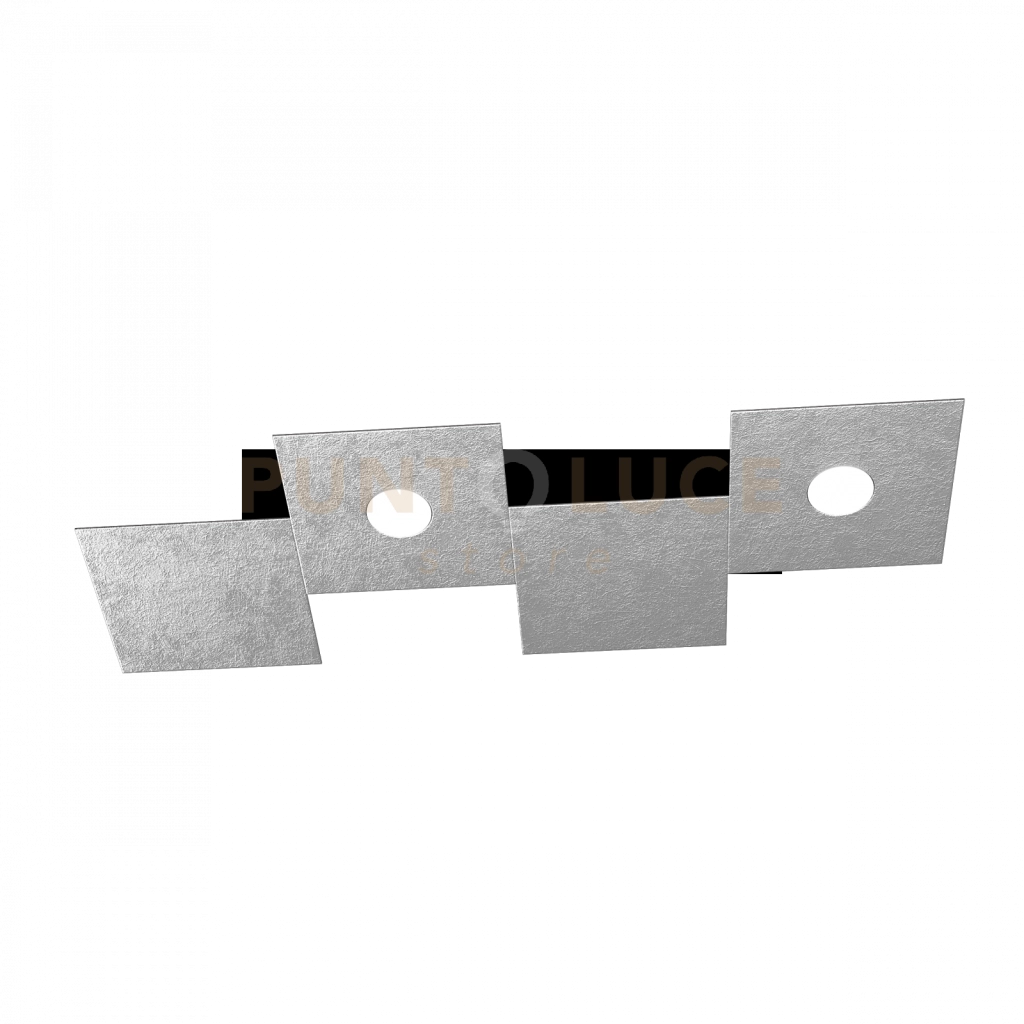 ECCENTRIC APPLIQUE-PLAFONIERA 2 LUCI + 2 DECORATIVO FOGLIA ARGENTO 1156-2L2D-FA