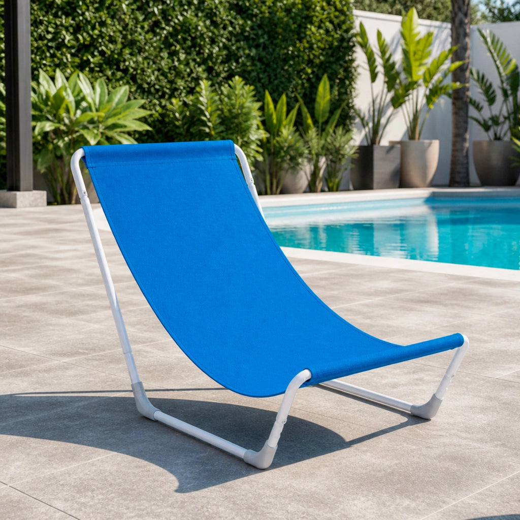 Sedia Sdraio Pieghevole Ergonomica Con Struttura In Acciaio E Tessuto Poliestere Impermeabile Dotata Di Sacca Con Tracolla Per Spiaggia Piscina Campeggio Giardino Relax Outdoor 95 X 60 X 40 Cm Blu