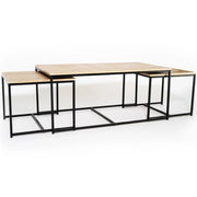 IDMarket - Set di 3 tavolini bassi 113 cm con design industriale DETROIT