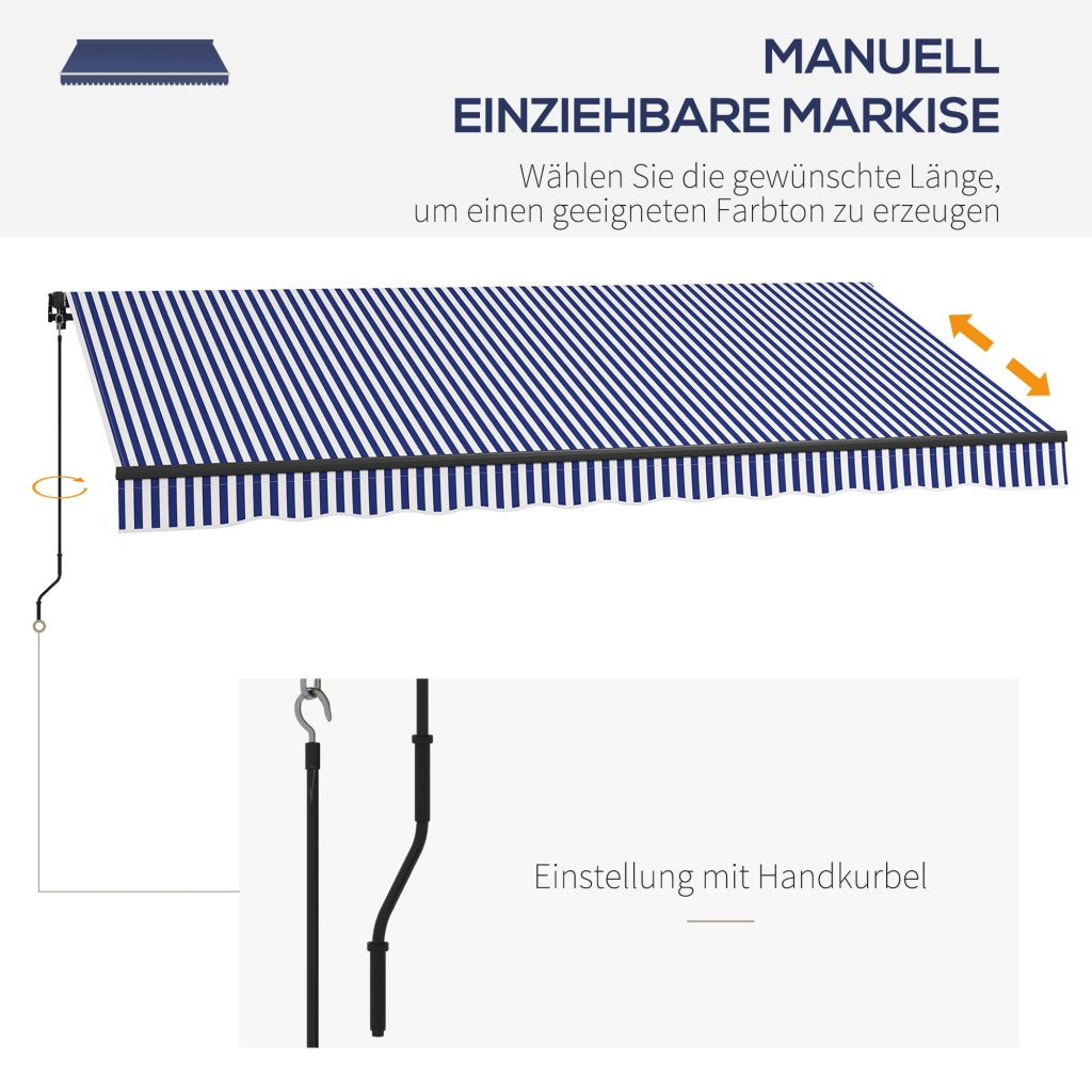 TENDA DA SOLE 396x300 cm Blu in poliestere con manovella