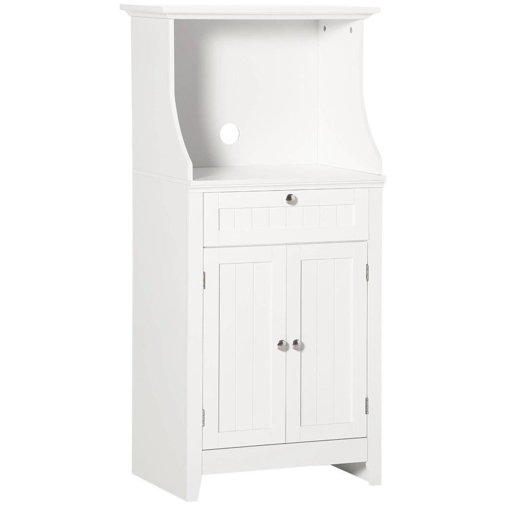 Mobile Cucina per Microonde 60x40x122,5 cm con Cassetto e Armadietto 2 Ante in MDF Bianco