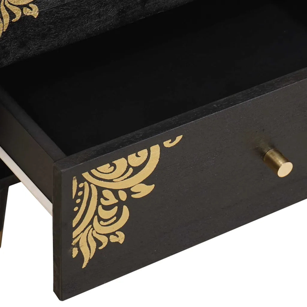 Armadio da Notte Nero 50 x 33 x 62 cm Legno di mango massello