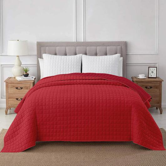 Trapuntino Coperta Primaverile Bicolore Trapunta Anallergica Piumino Mezza Stagione e Antiacaro Colorato Tinta Unita Made in Italy Bordeaux/Rosso - Una piazza e mezza