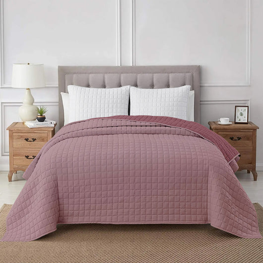 Trapuntino Coperta Primaverile Bicolore Trapunta Anallergica Piumino Mezza Stagione e Antiacaro Colorato Tinta Unita Made in Italy Zephir/Orchidea - Matrimoniale