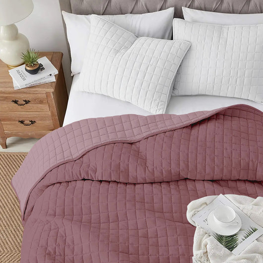 Trapuntino Coperta Primaverile Bicolore Trapunta Anallergica Piumino Mezza Stagione e Antiacaro Colorato Tinta Unita Made in Italy Zephir/Orchidea - Singolo