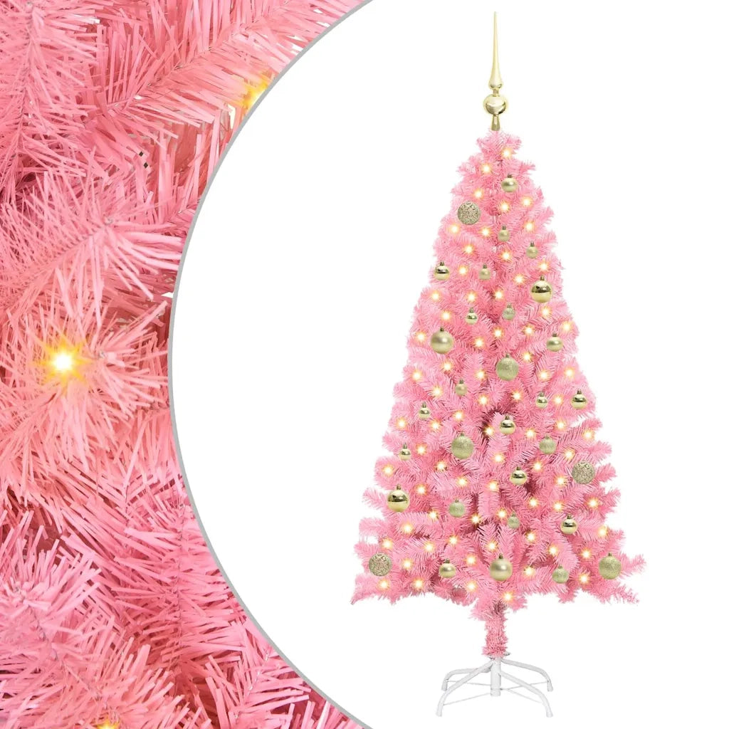 Albero di Natale | Decorazioni natalizie con 150 LED con supporto Rosa 150 cm PVC