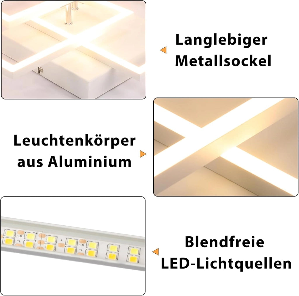 ZMH Lampada da soffitto plafoniera LED moderna nera 3000-6500K per soggiorno cucina ufficio